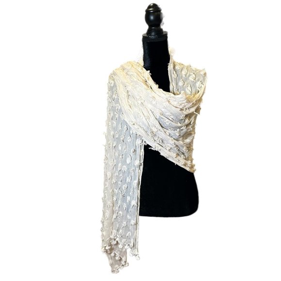 Unbranded Scarf Shawl Womens Woven Long Rectangle White Lightweight Semi Sheer - Picture 1 of 7